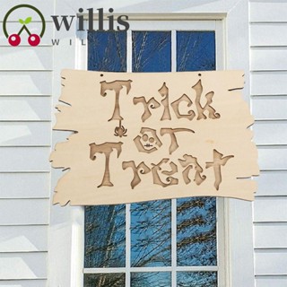 Willis แผ่นป้ายไม้ ลาย Trick or Treat สําหรับแขวนตกแต่งประตู ปาร์ตี้ฮาโลวีน DIY