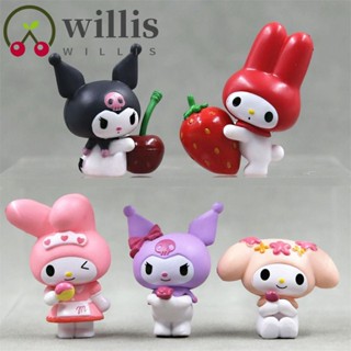 Willis ฟิกเกอร์ My Melody, Strawberry Series Pachacco Kuromi โมเดลของเล่น, ของเล่นเด็ก โมเดลตุ๊กตา PVC ขนาดเล็ก ฟิกเกอร์ Cinnamorol แอกชัน แฟนคลับสะสม