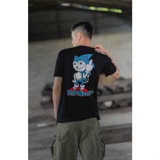 พร้อมส่ง เสื้อยืดแขนสั้น ผ้าฝ้าย 100% พิมพ์ลายการ์ตูนแมว Ripndip Nermhog แนวสตรีท สําหรับคู่รัก 0831