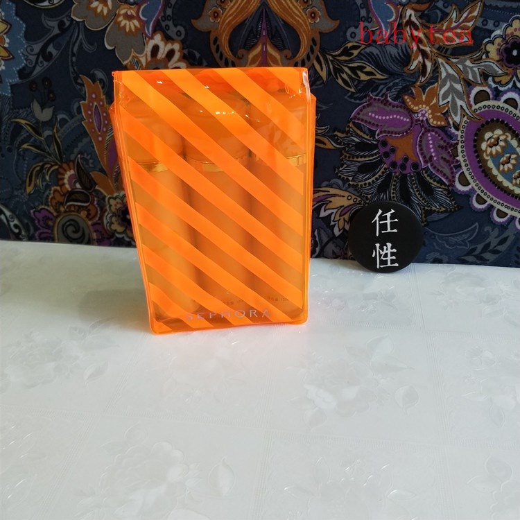 Sephora เคาน์เตอร์ ของขวัญ สไตล์ใหม่ แบบพกพา สีส้ม ใส กันน้ํา PVC เรียบง่าย กระเป๋าเครื่องสําอาง กระเป๋าคลัทช์ กระเป๋าเก็บของ
