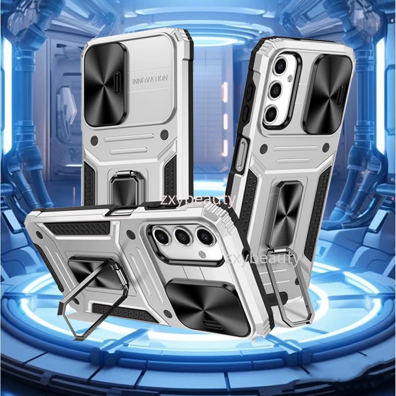 เกราะกันกระแทกสําหรับ Samsung Galaxy A55 A35 A54 A34 A24 A14 5G 4G 2024 เคสโทรศัพท ์ สไลด ์ เลนส ์ ป ้ องกันสําหรับ SamsungA14 LTE A14LTE A 54 A04S แหวนวงเล ็ บ Hard กรณี