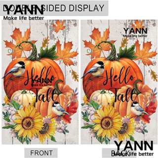 Yann1 ธงโพลิเอสเตอร์ ลายฟักทอง ดอกทานตะวัน ขนาดเล็ก 11.8 นิ้ว × 17.7 นิ้ว ทนทาน สําหรับตกแต่งบ้าน สวน วันขอบคุณพระเจ้า 2 ชิ้น