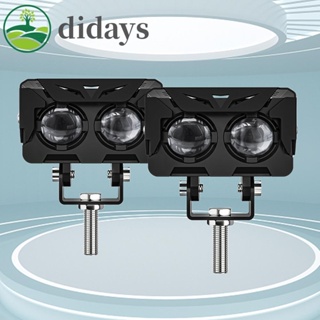 【DIDAYS Premium Products】ไฟตัดหมอก LED 4x4 สว่างมาก สีคู่ สําหรับรถจักรยานยนต์ 2 ชิ้น