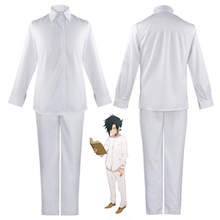 ชุดเสื้อเชิ้ต กางเกงคอสเพลย์ Norman Ray Promised Neverland สีขาว สําหรับผู้ชาย