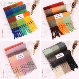 Maywi ผ้าพันคอ ผ้าคลุมไหล่ แบบหนา จับคู่สี ของขวัญ สําหรับผู้หญิง