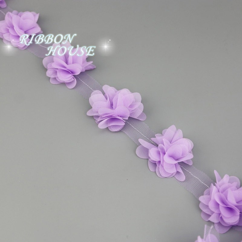 ผ้าลูกไม้ ผ้าชีฟอง กลีบดอกไม้ แบบนิ่ม กว้าง 5 ซม. สําหรับตกแต่งเสื้อผ้า งานแต่งงาน (60 ชิ้น/ถุง)