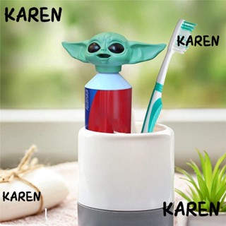 Karen หัวบีบยาสีฟัน ซิลิโคน น่ารัก แบบพกพา อุปกรณ์ในห้องน้ํา ของเล่นหัวบีบยาสีฟัน สร้างสรรค์ เด็ก ผู้ใหญ่ 2 ชิ้น