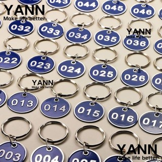 Yann1 ป้ายแท็กตัวเลข 1-50 อลูมิเนียม ทรงกลม สีฟ้า สําหรับแขวนพวงกุญแจ