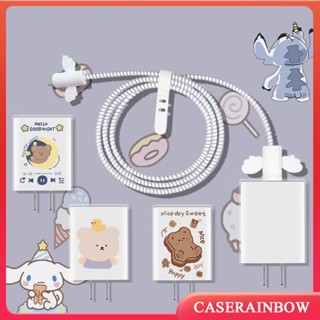 5 In 1 การ์ตูน Buzz Lightyer Rabbit Winnie Cinnamoroll ที่ชาร์จ ปลั๊ก สายเคเบิล USB สายเคเบิลข้อมูล สายไฟ ลวดผูก สายสปริง ป้องกัน ปลอกแขน สําหรับ Type-C Android