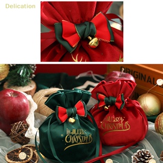 [Delication] ถุงผ้ากํามะหยี่ ลาย Merry Christmas สําหรับใส่ขนมหวาน ลูกอม ของขวัญวันคริสต์มาส งานแต่งงาน ปาร์ตี้ปีใหม่ 1 ชิ้น