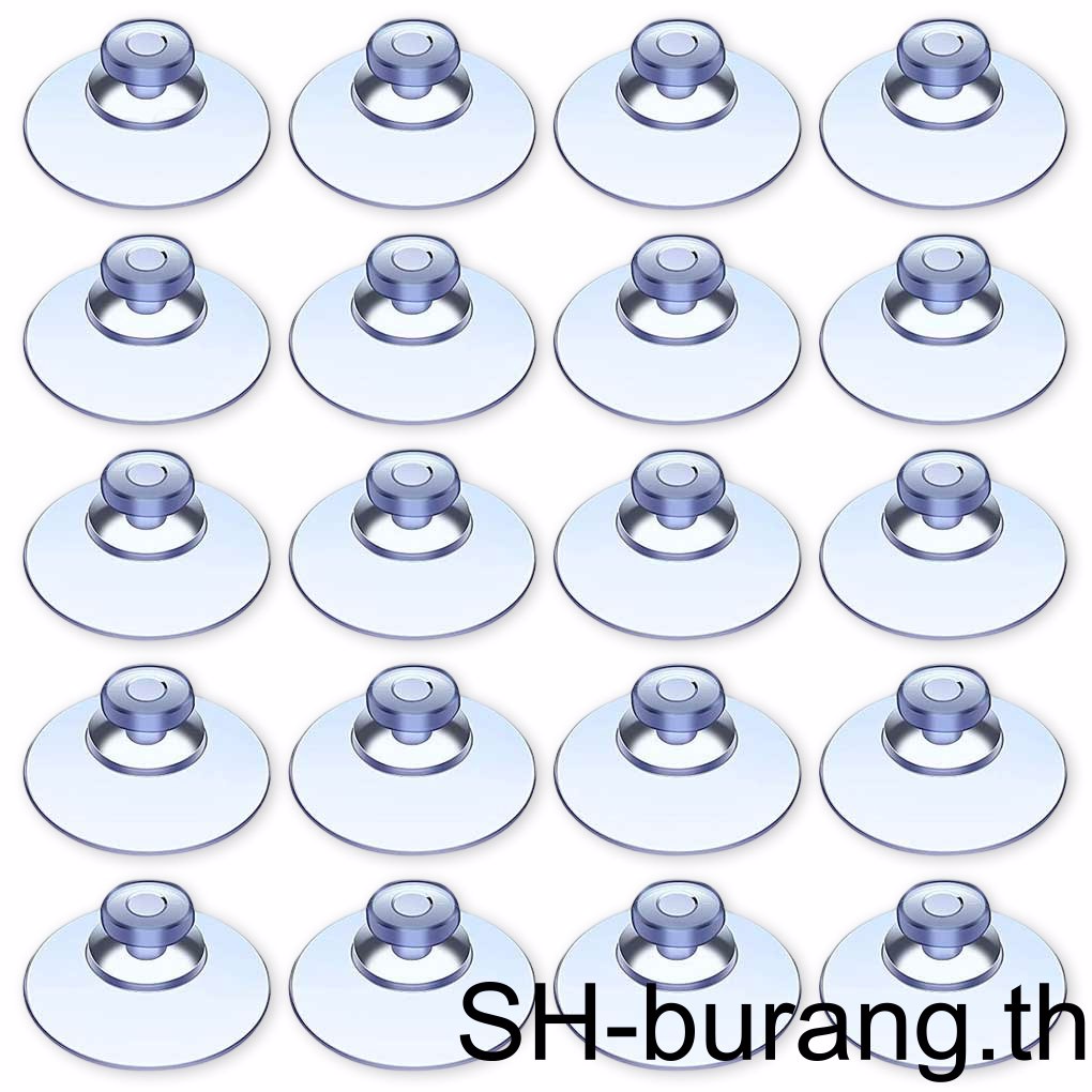 【Buran】หัวเห็ดใส แบบปุ่มดูดสุญญากาศ 2 ซม. 20 ชิ้น สําหรับติดผนัง หน้าต่าง