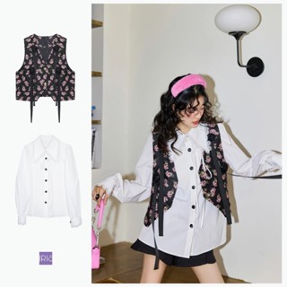 [สินค้าลิขสิทธิ์แท้] IRIS BOUTIQUE IS2331015-IV2331014 Pure white shirt/Sea flowers vest เสื้อผ้าผู้หญิง เสื้อเชิ้ต กั๊ก