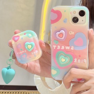 เคสหูฟัง แบบนิ่ม ทรงสี่เหลี่ยม ลายหัวใจ สําหรับ AirPods 3 2 Pro Pro2