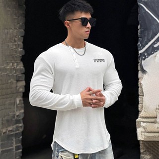 Trendy Brand Autumn Sports Long-Sleeved Mens Stretch Fitness Physical T-shirt Training Workout Clothes Absorbent Sweat-Wicking Running Top FLBU