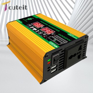 Tcuteit อุปกรณ์แปลงแรงดันไฟฟ้า 12V เป็น 220V 110V 4000W หน้าจอ LCD USB คู่ สําหรับรถยนต์