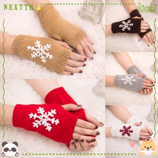 Nextth ถุงมือถัก แบบครึ่งนิ้ว หนานุ่ม อบอุ่น แฟชั่นฤดูใบไม้ร่วง ฤดูหนาว