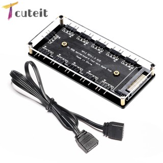 Tcuteit ฮับพัดลมระบายความร้อน พาวเวอร์ซัพพลาย 10 พอร์ต RGB SATA 5V 3PIN ARGB