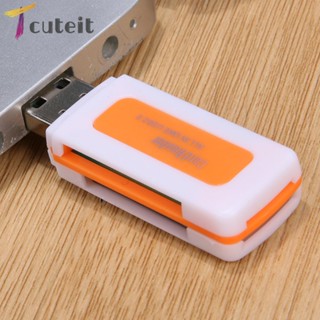 Tcuteit เครื่องอ่านการ์ดอัจฉริยะ Mini USB2.0 4 ช่อง SD MMC TF MS M2