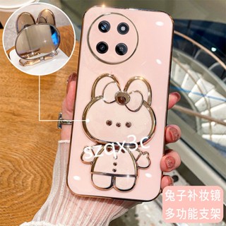 เคสโทรศัพท์มือถือ แบบนิ่ม ลายการ์ตูนกระต่ายน่ารัก มีกระจกแต่งหน้า สําหรับ Realme11 NFC C51 C53 Realme 11 Pro+ Pro 5G 4G