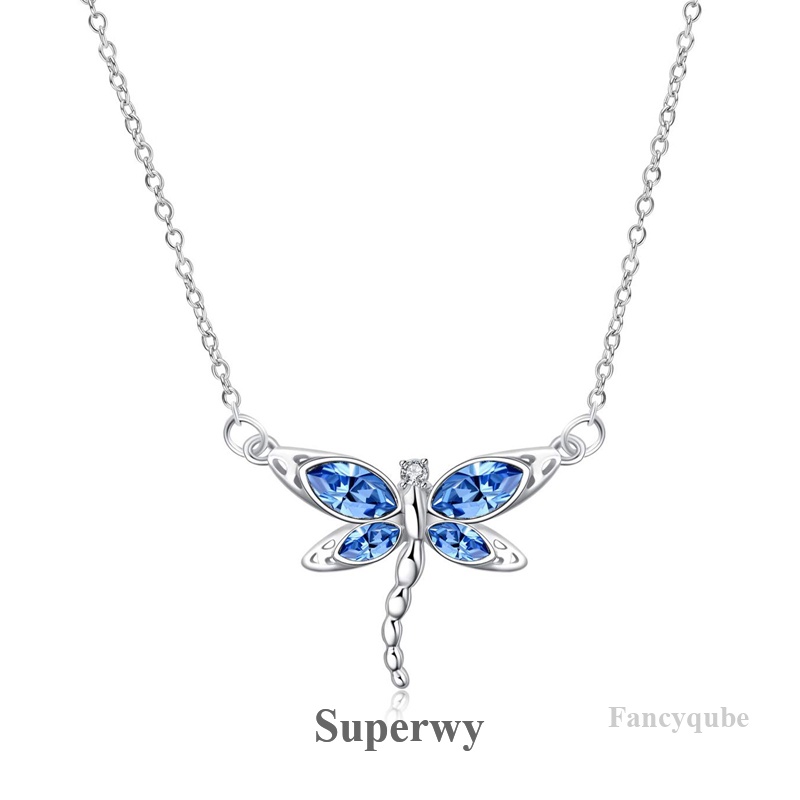 SWY แฟชั่น Dragonfly สร้อยคอจี้โลหะสําหรับผู้หญิง Rhinestone แมลง Choker ประณีต Clavicle Chain เครื่