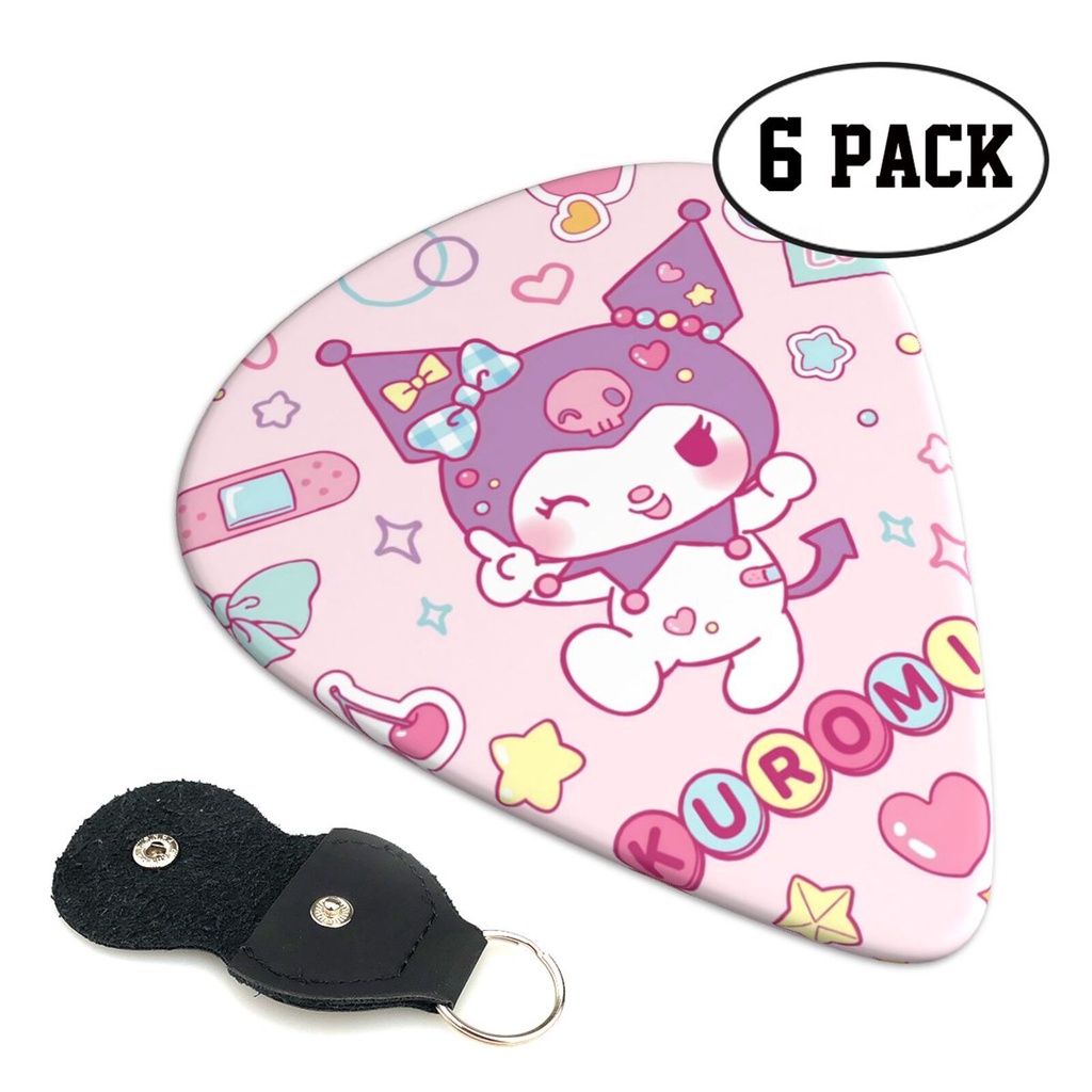 Sanrio Kuromi 6PCS Guitar pick 3 Different ความหนา Guitar Picks เหมาะสําหรับกีตาร์, อูคูเลเล่, ฯลฯ