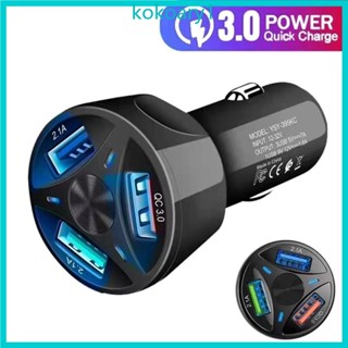 Koko 3 In 1 ที่ชาร์จ USB QC3 0 QC3 0 ชาร์จเร็ว สําหรับรถยนต์