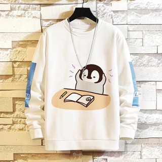 เสื้อกันหนาว ผ้าฟลีซ ลายเพนกวินน่ารัก สีเทา แฟชั่นฤดูใบไม้ร่วง และฤดูหนาว สําหรับนักเรียน