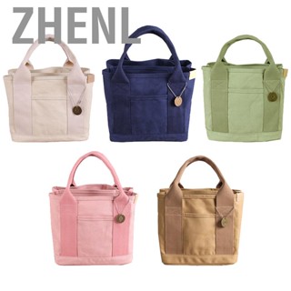 Zhenl Lunch Tote Bag Canvas Solid Color Large  Portable Cooler for Sport Working