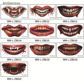 สติกเกอร์รอยสักชั่วคราว ลาย Happy Halloween Scar Lips Smile Flash กันน้ํา สําหรับผู้ชาย และผู้หญิง