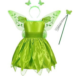 [0717]JHLQ-COS-G Girls Green Elf Character Cosplay Clothes Little Fairy Dress Tinker Bell Diana Princess Dress Princess Dress cosplay  princess dress  7HEN