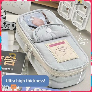 พร้อมสต็อก Double Zipper Pen Bag Student Large Capacity Stationery Storage Bag Multi Layer Multi Functional Stationery Box น่าทึ่ง_th