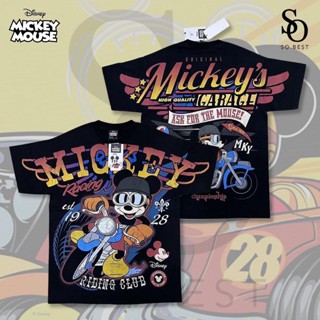 SO.BEST เสื้อยืด Mickey Mouse OVP Rare Special Cotton สกรีนหน้า-หลัง ผ้าสีดำ ลิขสิทธิ์แท้ ดิสนีย์