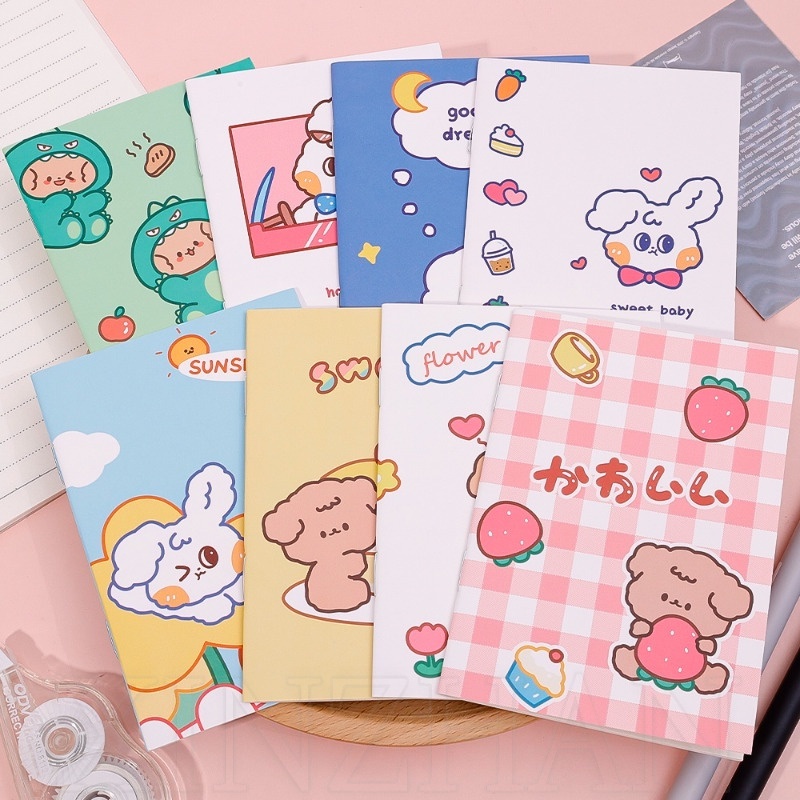 [แบบสุ่ม] สมุดโน้ต ลายการ์ตูนสัตว์ กระต่าย สุนัข ขนาดเล็ก แพลนเนอร์ คาวาอี้ เครื่องเขียน สําหรับเด็กนักเรียน สํานักงาน โรงเรียน