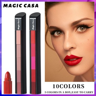 Magic CASA ลิปสติก ลิปกลอส เนื้อแมตต์กํามะหยี่ ไม่ติดถ้วย กันน้ํา 5 In 1