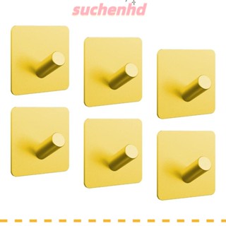 Suchenhd 6 แพ็ค ตะขอแขวนผ้าขนหนู อลูมิเนียม อวกาศ สีทอง ตะขอติดผนัง มีกาวในตัว ห้องน้ํา สํานักงาน