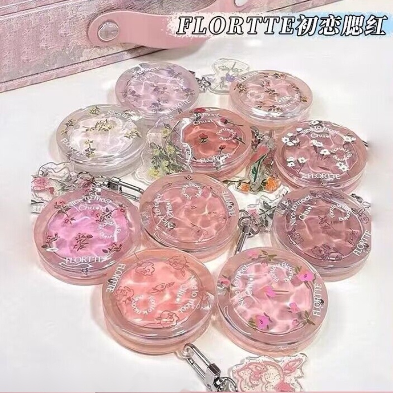 Flortte First Kiss Blush ติดทนนานและละเอียดอ ่ อน Sunburn ธรรมชาติดอกไม ้ สามมิติ Lea Blush