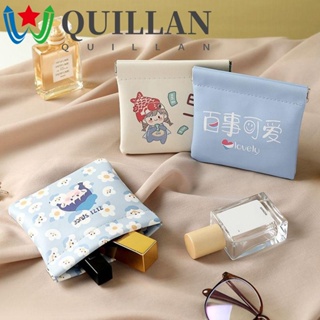 Quillan กระเป๋าเครื่องสําอาง กระเป๋าเก็บเหรียญ หนัง PU พิมพ์ลาย ปิดอัตโนมัติ ขนาดเล็ก สําหรับผู้หญิง