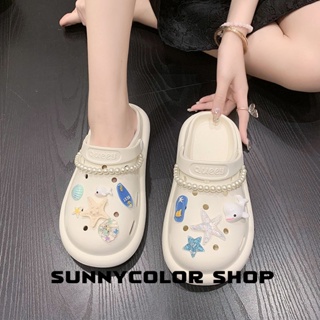 SUNNYCOLOR  รองเท้าแตะหญิง รองเท้าหัวโต แฟชั่น ธรรมดา ใส่สบายๆ 2023ใหม่ B21H0NF 36Z230909