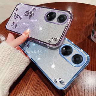 【พร้อมส่ง】เคสโทรศัพท์มือถือนิ่ม ป้องกันกล้อง กันกระแทก ลายดอกกุหลาบไล่โทนสี สําหรับ OPPO A38 A58 NFC 4G 2023