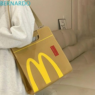 Bernardo McDonalds กระเป๋าถือ กระเป๋าสะพายไหล่ กระเป๋าช้อปปิ้ง ผ้าแคนวาส ทรงโท้ท ขนาดใหญ่ จุของได้เยอะ ลายการ์ตูนตัวอักษร แบบพกพา สําหรับผู้หญิง