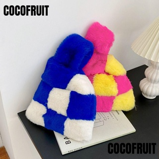 Cocofruit กระเป๋าถือ กระเป๋าช้อปปิ้ง ลายตารางหมากรุก ขนาดเล็ก สีแคนดี้ สําหรับผู้หญิง