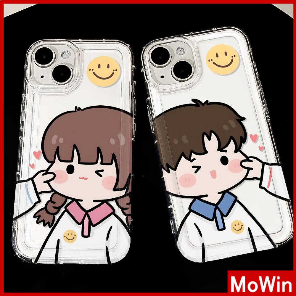 Mowin - เข้ากันได้สำหรับ 15 เคสไอโฟน11 เคส iphone 11กรณีถุงลมนิรภัย TPU โปร่งใสกันกระแทกน่ารัก Happy คู่เด็กผู้หญิงใช้งานร่วมกับ 14 13 12 PRO MAX XR XS 7Plus 8 PLUS