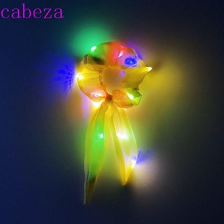 Cabeza ยางรัดผม แบบเรืองแสง ประดับโบว์ มีไฟ LED สีแคนดี้ สําหรับผู้หญิง