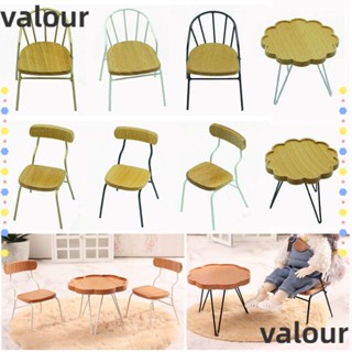 Valour เก้าอี้โต๊ะไม้ สเกล 1/12 ขนาดเล็ก พร็อพถ่ายรูป สําหรับตกแต่งบ้านตุ๊กตา