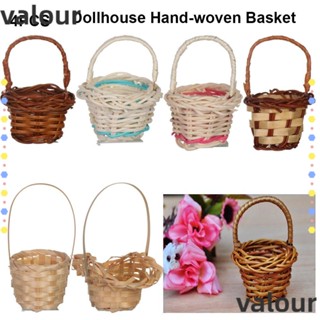 Valour ตะกร้าสานมือ อุปกรณ์เสริม สําหรับผัก อาหาร 1/12 DIY 4 ชิ้น