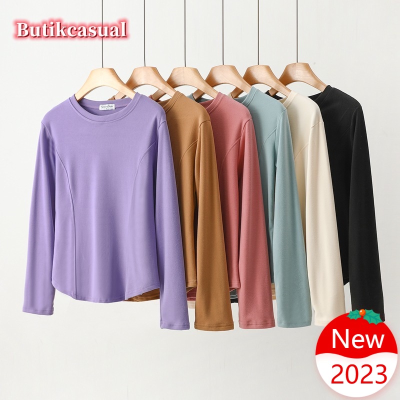เสื้อยืดลําลอง คอกลม ผ้ากํามะหยี่ แบบนิ่ม ทรงหลวม สไตล์เยอรมัน แฟชั่นสําหรับสตรี