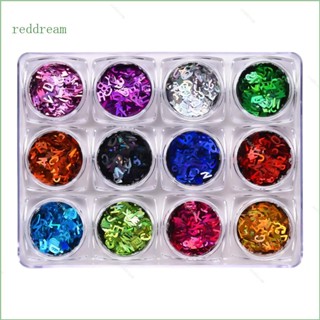 Redd อุปกรณ์ตกแต่งเล็บ เลื่อมตัวอักษร สีขาว คละสี 12 สี สําหรับเด็ก