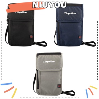 Niuyou RFID กระเป๋าหนังสือเดินทาง ID กระเป๋าเอกสาร ไนล่อน กันน้ํา แบบพกพา อเนกประสงค์ คอกระเป๋าสตางค์ เดินทาง