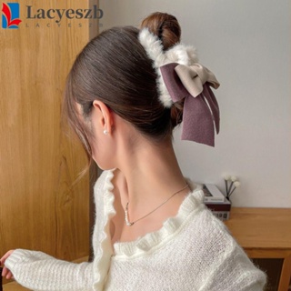 Lacyeszb กิ๊บติดผมหางม้า ริบบิ้นโบว์ น่ารัก สีตัดกัน สไตล์เกาหลี สําหรับงานปาร์ตี้