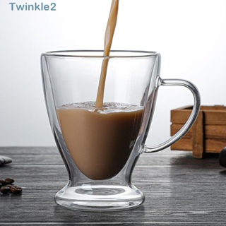 Twinkle แก้วกาแฟเอสเพรสโซ่ แก้ววิสกี้ ทนความร้อน ขนาดเล็ก บอโรซิลิเกตสูง สีใส